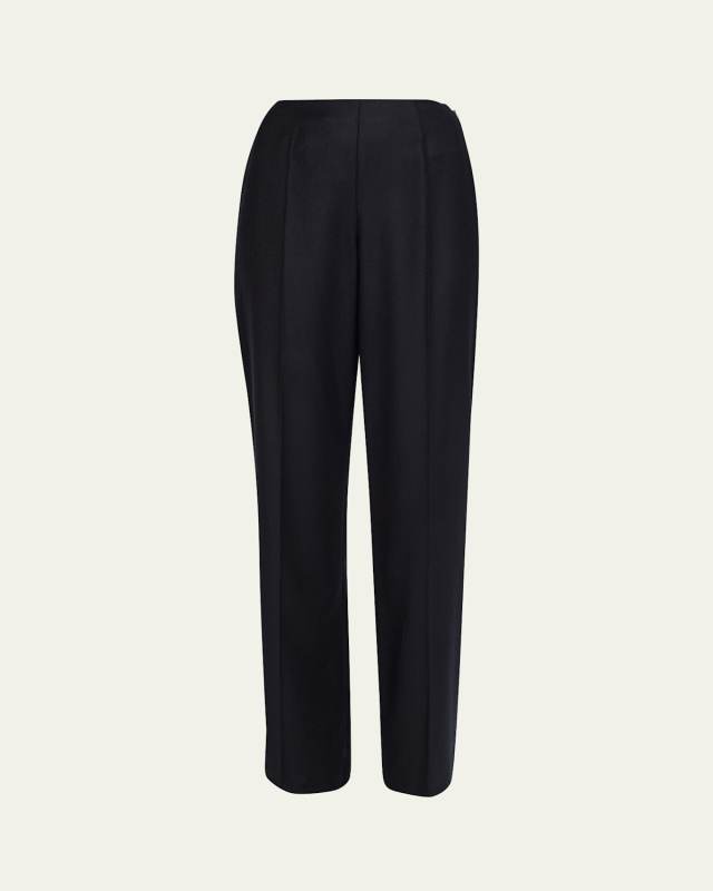 Timi Wool-Cashmere Flannel Wide-Leg Pants